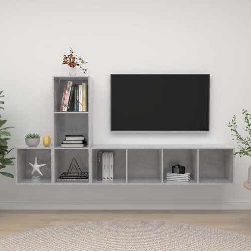  3-dijelni set TV ormarića siva boja betona konstruirano drvo Cene