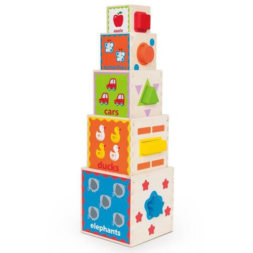 Hape lesena piramida za vstavljanje likov Slike