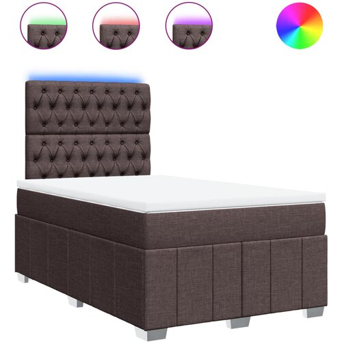 vidaXL Box spring postelja z vzmetnico temno rjav 120x200 cm blago, (21310436) Cene