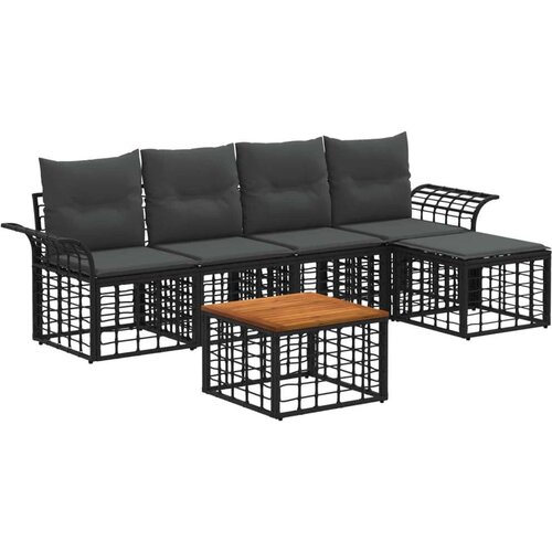  Set vanjskih sofa 6 pcs Crna i tamno siva Poliester - Crna i tamno siva sa stolom Cene