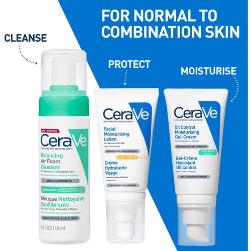 CeraVe Cleansers Balancing Air Foam Cleanser čistilna pena za normalno do me&amp;scaron;ano kožo 148 ml Slike