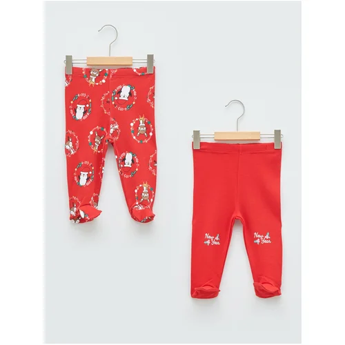 LC Waikiki New Year Themed Baby Girl Trousers with Elastic Waist, Pack of 2