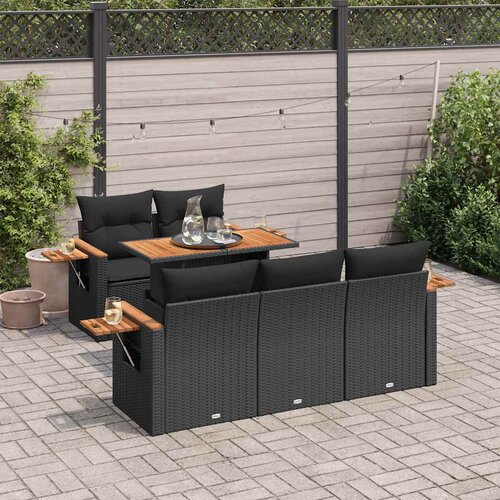 6-dijelni set vrtnih sofa s jastucima crni od poliratana bagrem Cijene