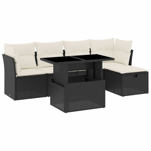 Maison Chic Seti vrtnega pohi&amp;scaron;tva - Vrtna garnitura - Vrtni pohi&amp;scaron;tvo set 6-delna z blazinami črna poli ratan, (21806552) Slike