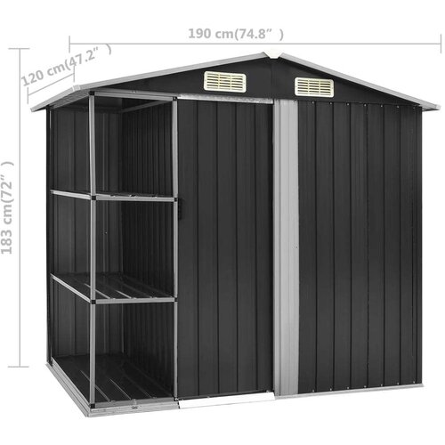 VidaXL Vrtna kućica sa stalkom antracit 205 x 130 x 183 cm željezna Slike