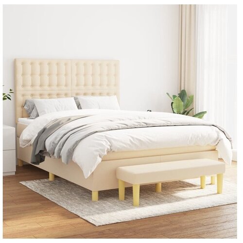 vidaXL Krevet s oprugama i madracem krem 140 x 190 cm od tkanine Cijene
