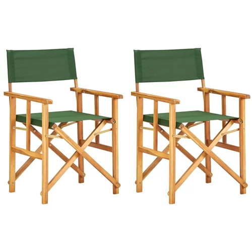  Redateljske stolice 2 kom od masivnog bagremovog drva zelene