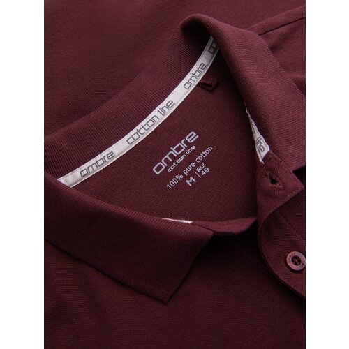 Ombre Men's BASIC single-color pique knit polo shirt - maroon Cene