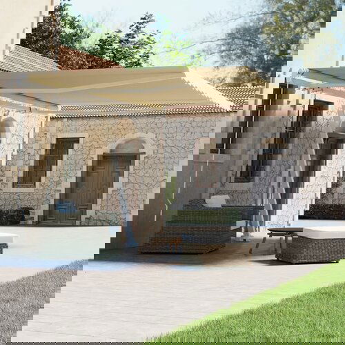 vidaXL prostostoječa ročno zložljiva tenda 450x300 cm krem Cene