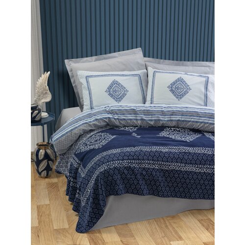 L'essential Maison Hardy - Grey GreyDark Blue Ranforce Double Bedroom Set Slike