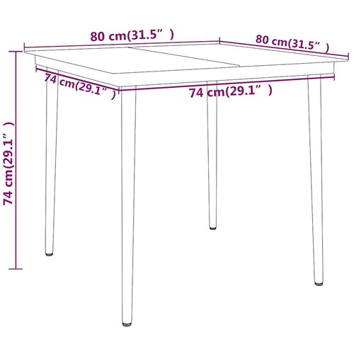  5-dijelni vrtni blagovaonski set crni Crna Dužina stola 80 cm Slike