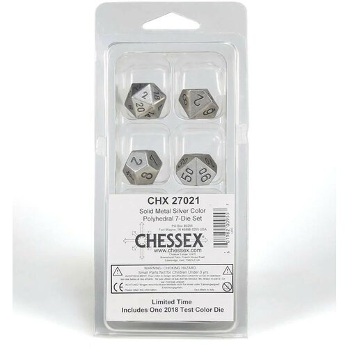 Chessex kockice - polyhedral - solid metal silver (7) Slike