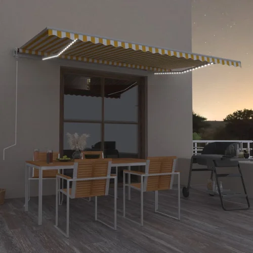  Tenda na ručno uvlačenje s LED svjetlom 500x300 cm žuto-bijela