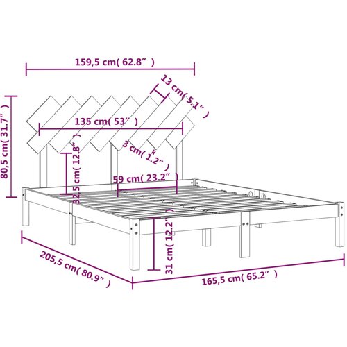  Okvir za krevet bijeli 160x200 cm od masivne borovine Slike