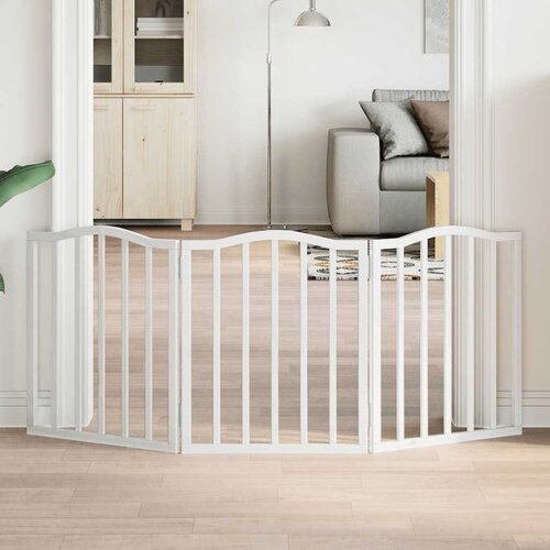 vidaXL Vrata za pse zložljiva 3 paneli bela 150 cm topolovina Cene