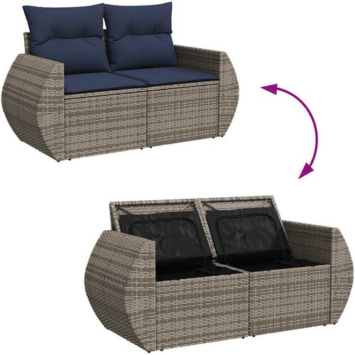  7-dijelni set vrtnih sofa poliratan i bagrem s jastucima sivi Slike