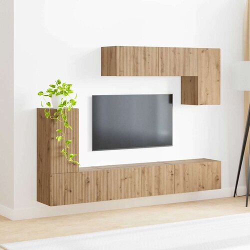  Komplet TV omaric 5 pcs Črna Konstruiran les - - črna - 79.31 - 98 x 31 x 29,5 cm - 2025-vidaXL-Uvoz_2 Cene