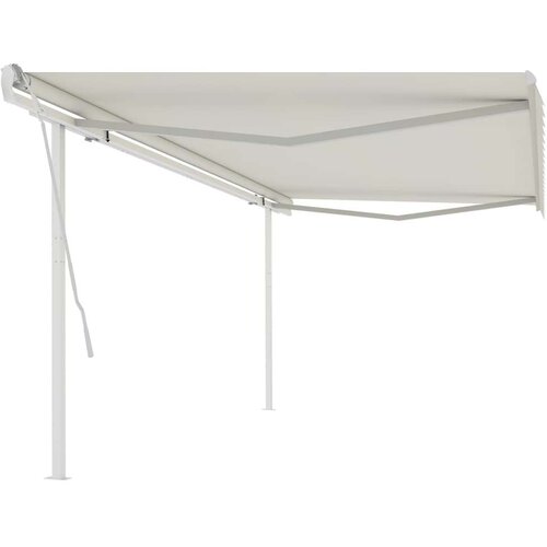 vidaXL Ročno zložljiva tenda s stebrički 5x3,5 m krem Cene