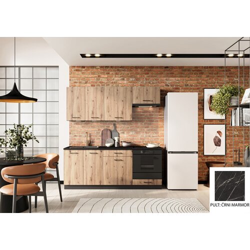 Stolkar KUHINJSKI BLOK ANIKA 200 CM - ARTISAN HRAST-�rni marmor Cijene