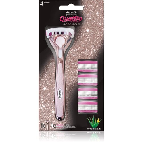 Wilkinson Sword Quattro for Women Rose Gold brijaći aparat za žene + zamjenske britvice 4 kom 1 kom Slike
