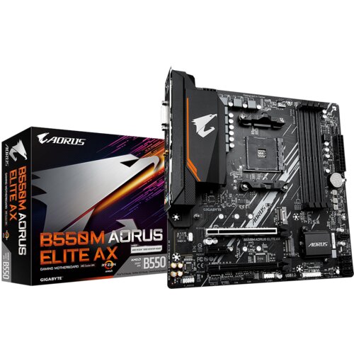 Gigabyte B550M AORUS ELITE AX, DDR4, SATA3, USB3.2Gen1, HDMI, AM4 mATX Cene