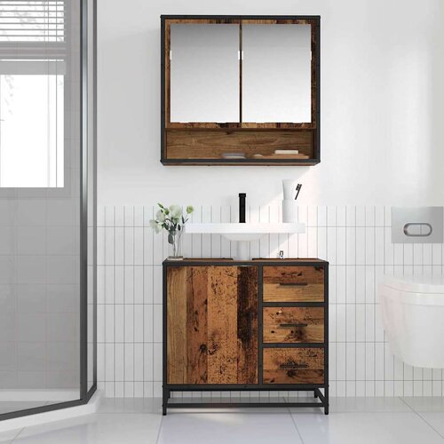 VidaXL Kupaonski ormarić za sudoper Staro drvo 65 x 33 x 60 cm Slike