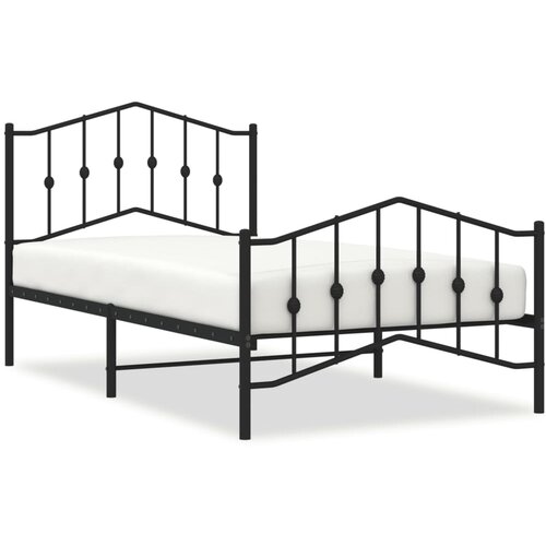 vidaXL Kovinski posteljni okvir z vzglavjem in vznožjem črn 100x190 cm, (21057952) Cene