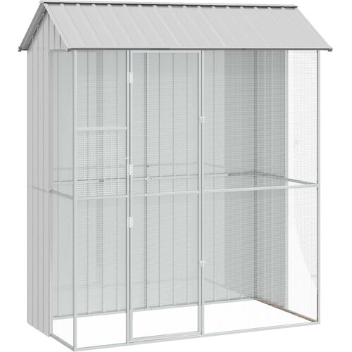  Kavez za ptice s pohranom Siva 215 x 110 x 247 cm Cinkani čelik Slike