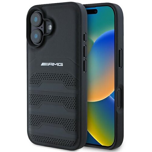 Mercedes AMG AMHCP16SGSEBK IPHONE 16 6.1 CZARNY/BLACK HARDCASE LEATHER DEBOSSED LINES BLACK LOGO, (21897688) Cene