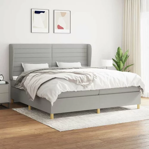  Box spring postelja z vzmetnico svetlo siva 200x200 cm blago, (20900829)