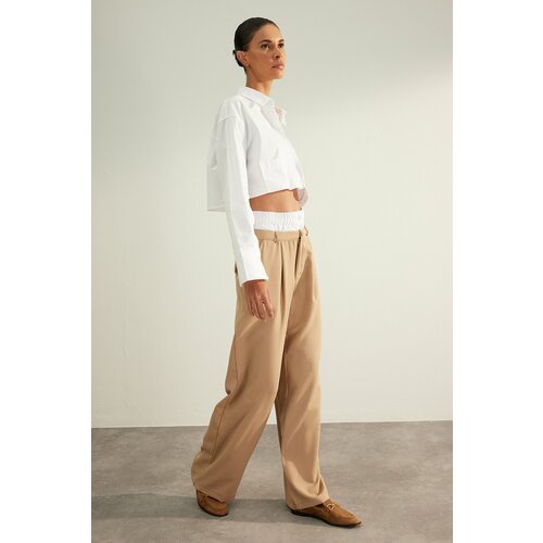 Trendyol Mink Premium Woven Trousers With Double Belt Detail Slike