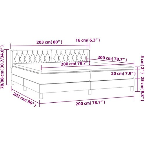  Krevet s oprugama i madracem crni 200x200 cm bar&amp;scaron;unasti Slike