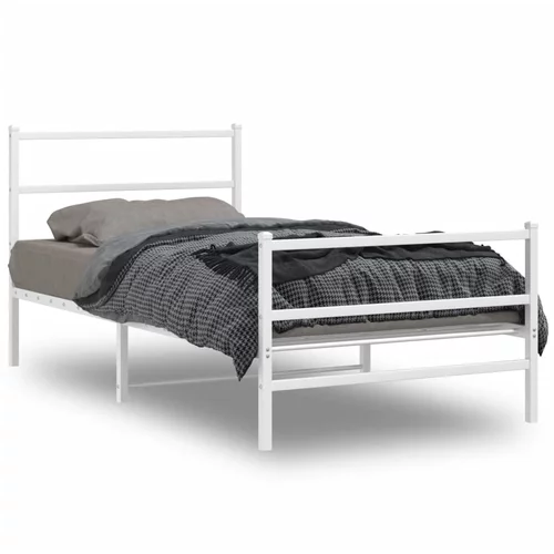 Metalni okvir kreveta s uzglavljem i podnožjem bijeli 100x200cm
