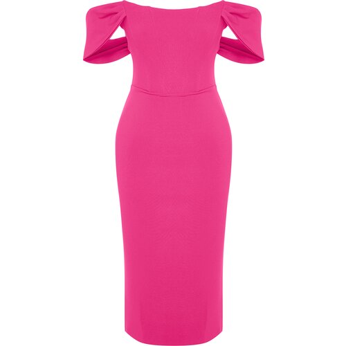 Trendyol Pink Form-fitting Woven Corset Detailed Elegant Evening Dress Slike