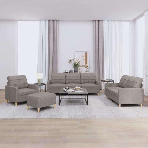  4-dijelni set sofa s jastucima smeđesivi od tkanine Slike
