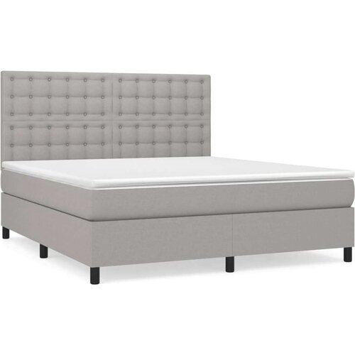  Krevet box spring s madracem svjetlosiva 160x200 cm tkanina Slike