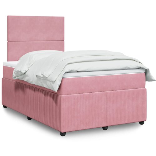 VidaXL Box spring postelja z vzmetnico roza 120x190 cm žamet Slike