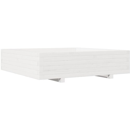 Maison Chic Vrtno cvetlično korito - Cvetlični Lonec belo 100x100x26,5 cm trdna borovina, (21790339) Slike
