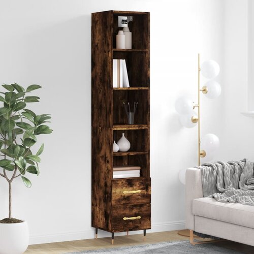 VidaXL Visoka omara dimljeni hrast 34,5x34x180 cm inženirski les Slike