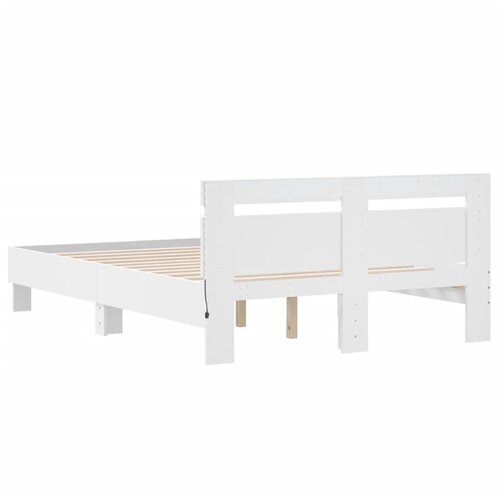  Okvir za krevet s uzglavljem i LED svjetlima bijeli 120x190 cm Slike