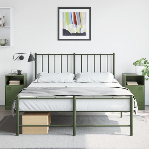 VidaXL Nočna omarica 2 kosa olivno zelena 34,5x39x62 cm jeklo Slike