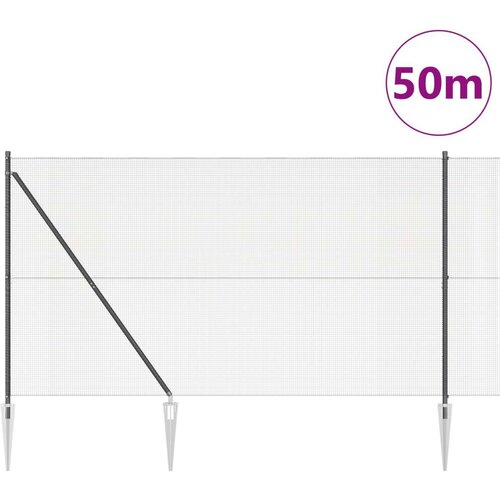 VidaXL zavarena ogradna mreža s 13 klinova sivi 1,5x50 m čelik Slike
