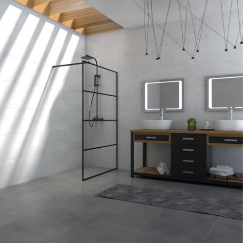 Copen stakleni paravan monte crni mat ram - 120 cm Slike