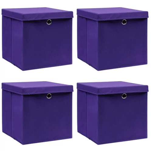  Škatle za shranjevanje s pokrovi 4 kosi vijolične 32x32x32 cm
