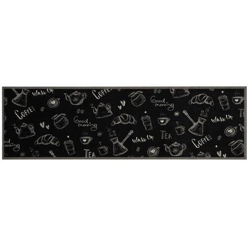 Maison Chic Kuhinjska Preproga, Rug pralna dobro jutro črna 45x150 cm žamet, (22122325) Cene