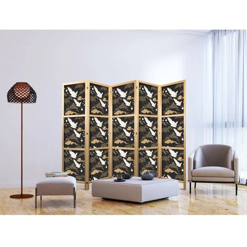  Japanski paravan - Oriental impressions - decorative pattern with a motif of flying cranes on a dark background 225x172 Cene