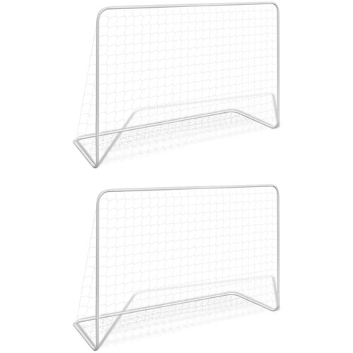 vidaXL Nogometni goli 2 kosa z mrežo jeklo 182x61x122 cm bele barve Cene