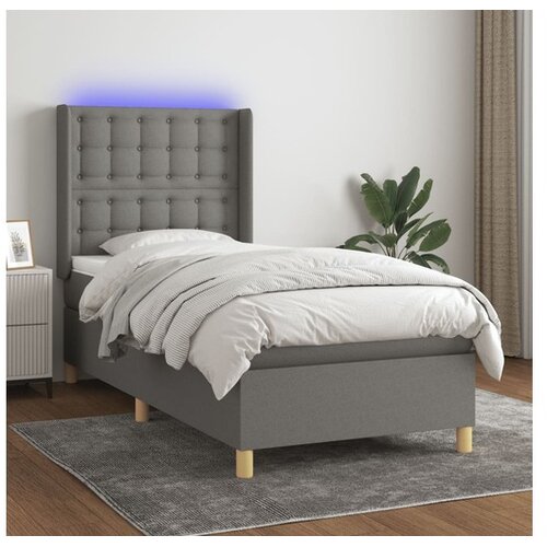  Box spring s madracem LED tamnosivi 90x200 cm tkanina Cene