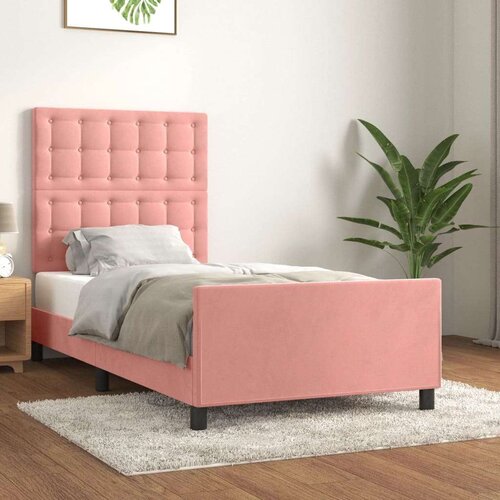  Posteljni okvir z vzglavjem roza 80x200 cm žamet, (20904541) Slike
