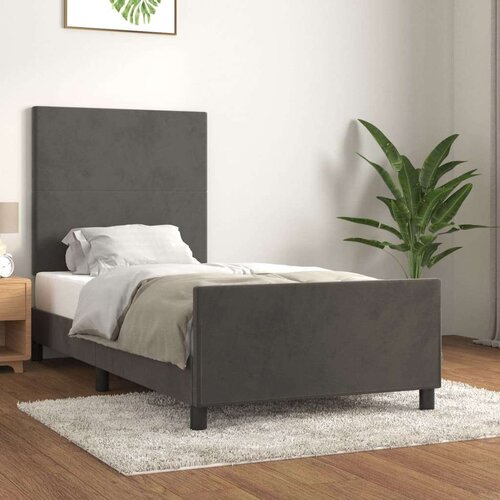  Posteljni okvir z vzglavjem temno siv 90x190 cm žamet, (20795035) Slike